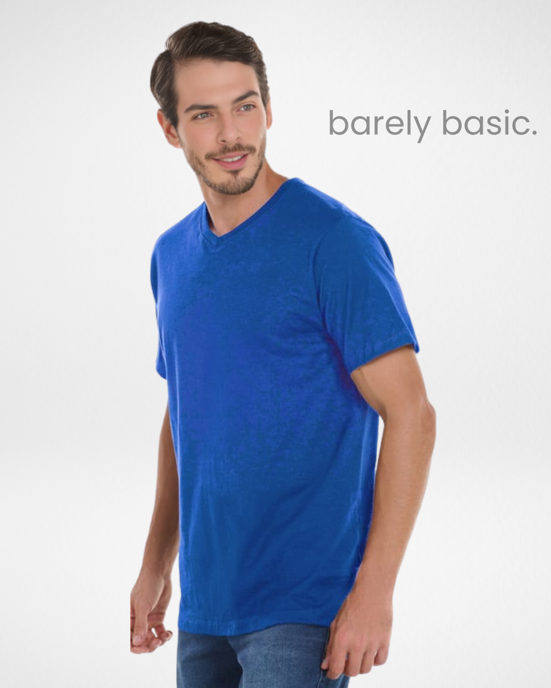 men’s blue premium cotton v-neck t-shirt front view; back view of men’s blue v-neck t-shirt; close-up of blue premium cotton fabric texture; model wearing blue cotton v-neck t-shirt; men’s fitted blue v-neck t-shirt; breathable cotton v-neck shirt on male model; casual outfit with blue men’s t-shirt; detailed stitching on premium blue cotton shirt; side view of men’s blue v-neck tee; high-quality men’s blue cotton t-shirt close-up.