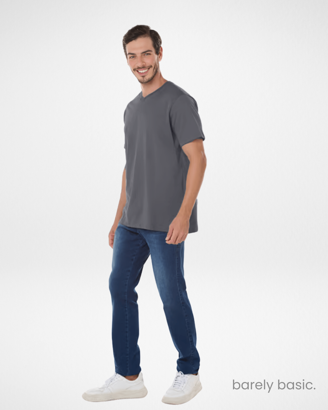 Men’s Premium Cotton V-Neck T-Shirt – Grey