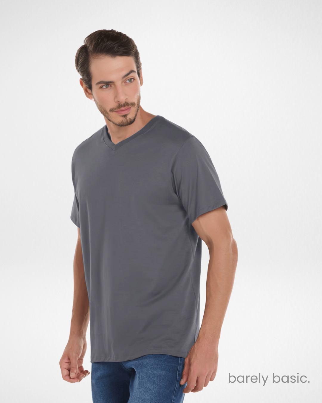 Men’s Premium Cotton V-Neck T-Shirt – Grey