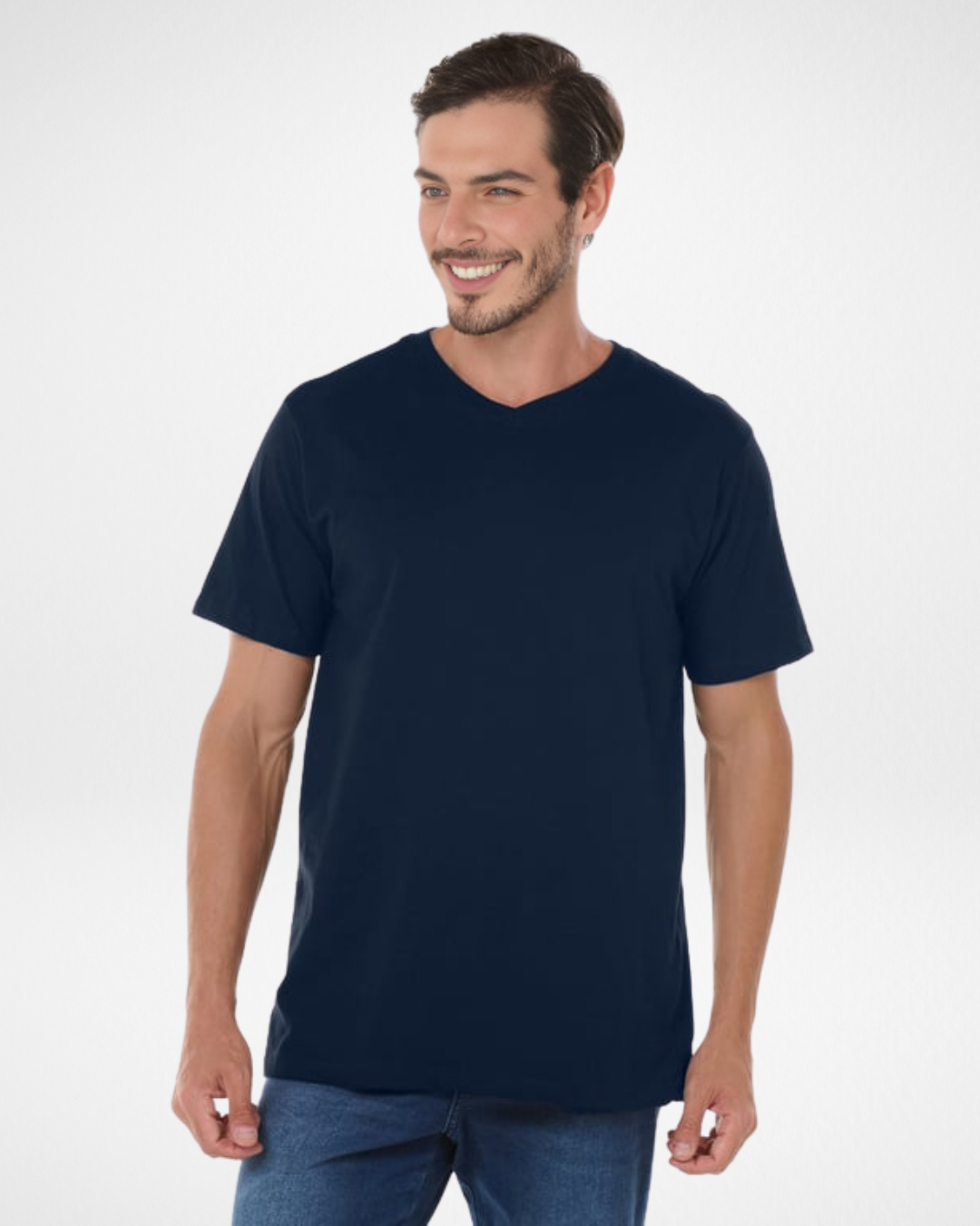 Men’s Premium Cotton V-Neck T-Shirt – Navy Blue
