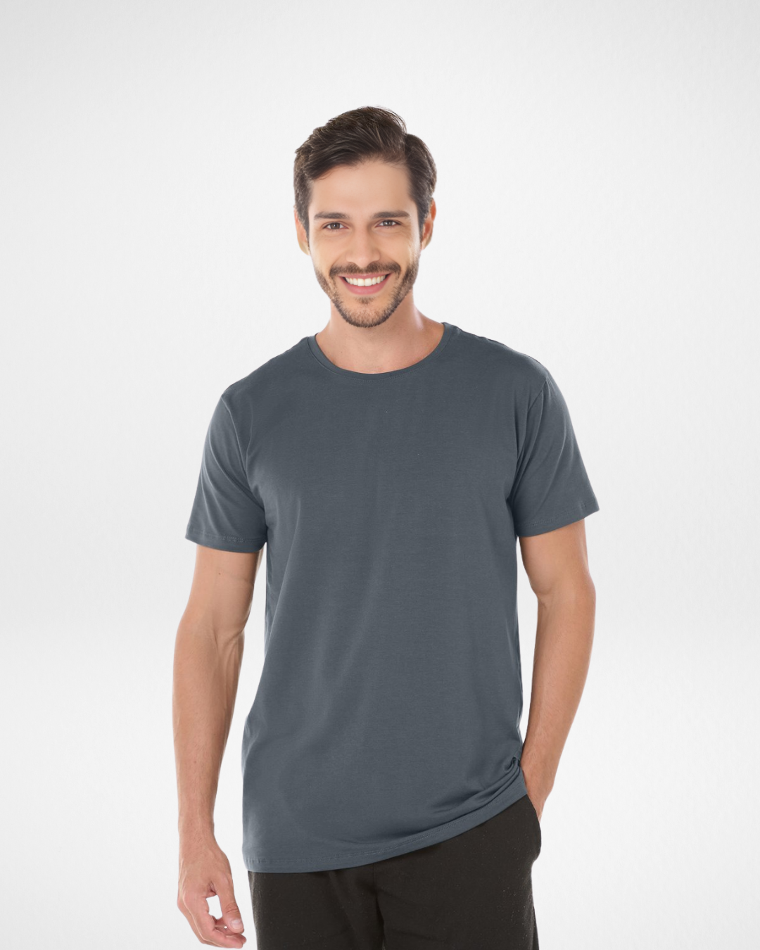 light grey tech modal shirt for men front and side; breathable and lightweight light grey t-shirt for activewear; soft and moisture-wicking light grey modal tee; slim fit light grey tech shirt for gym and lifestyle; wrinkle-resistant light grey shirt close-up