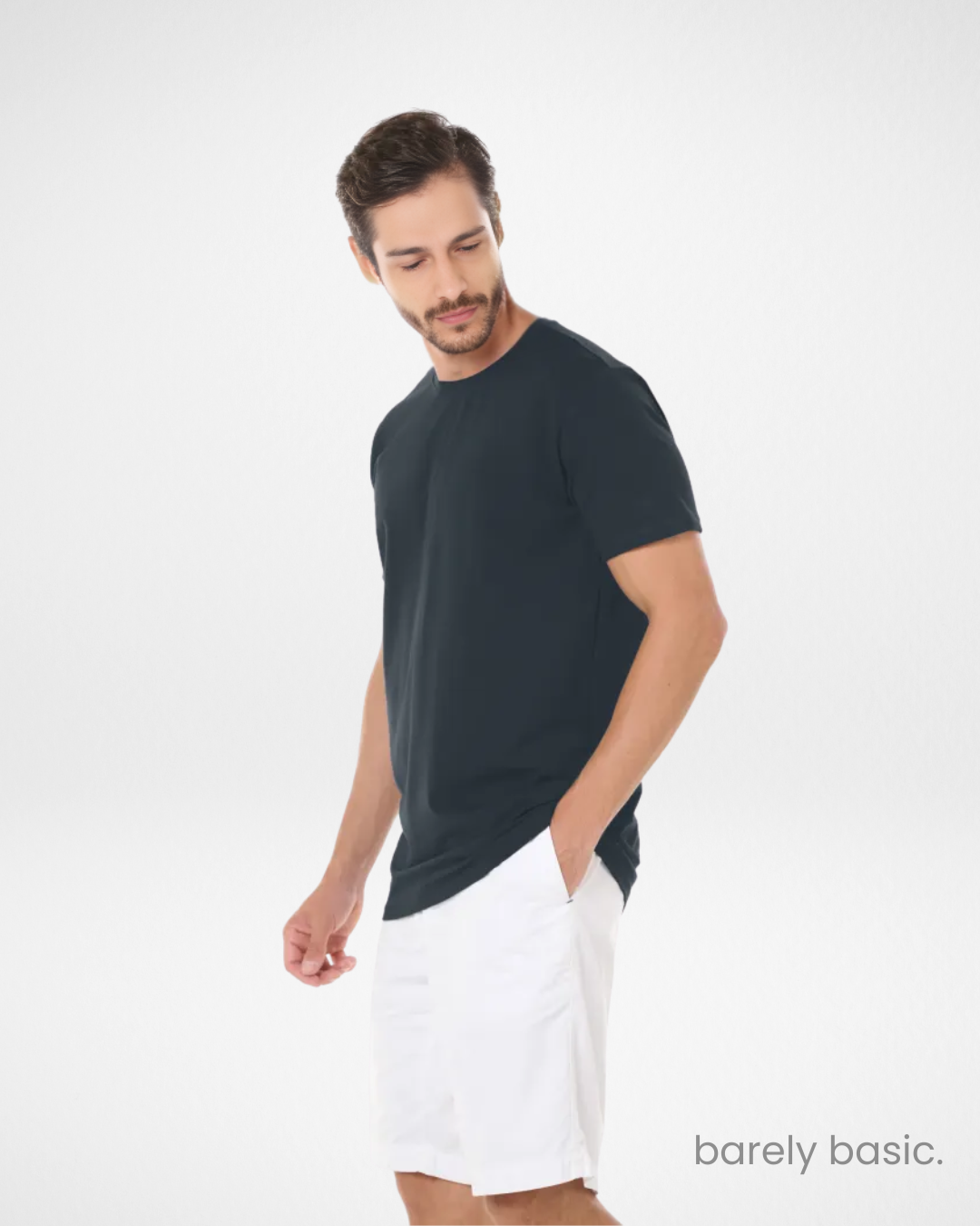 dark grey tech modal shirt for men front view; performance dark grey t-shirt with slim fit; breathable and stretch dark grey shirt for everyday wear; moisture-wicking and odor-resistant dark grey modal fabric; stylish and durable dark grey tech tee