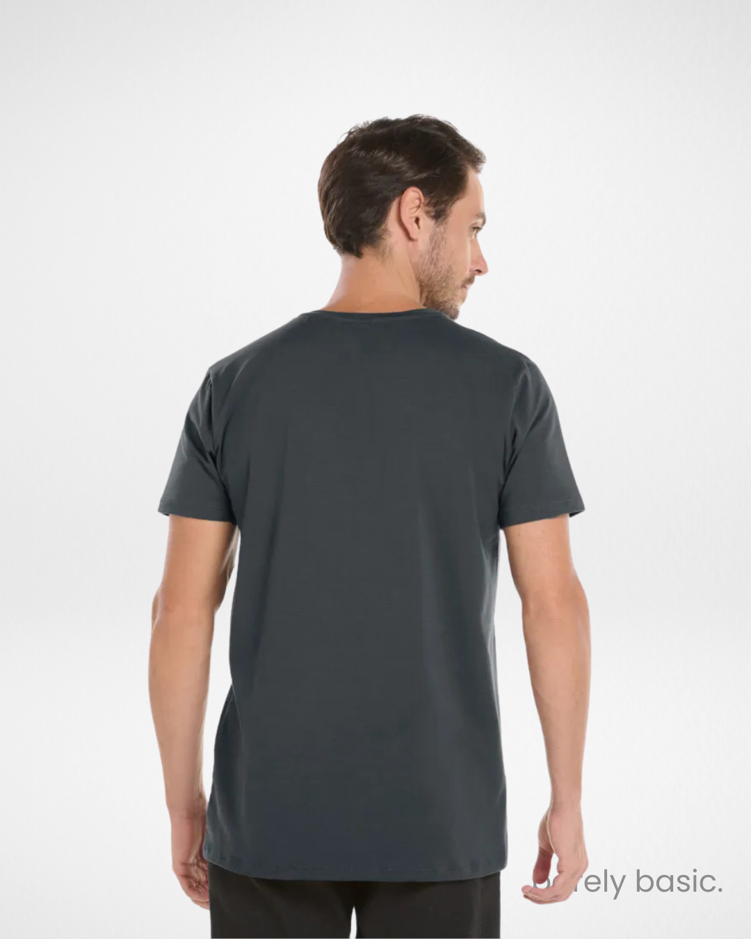 dark grey tech modal shirt for men front view; performance dark grey t-shirt with slim fit; breathable and stretch dark grey shirt for everyday wear; moisture-wicking and odor-resistant dark grey modal fabric; stylish and durable dark grey tech tee
