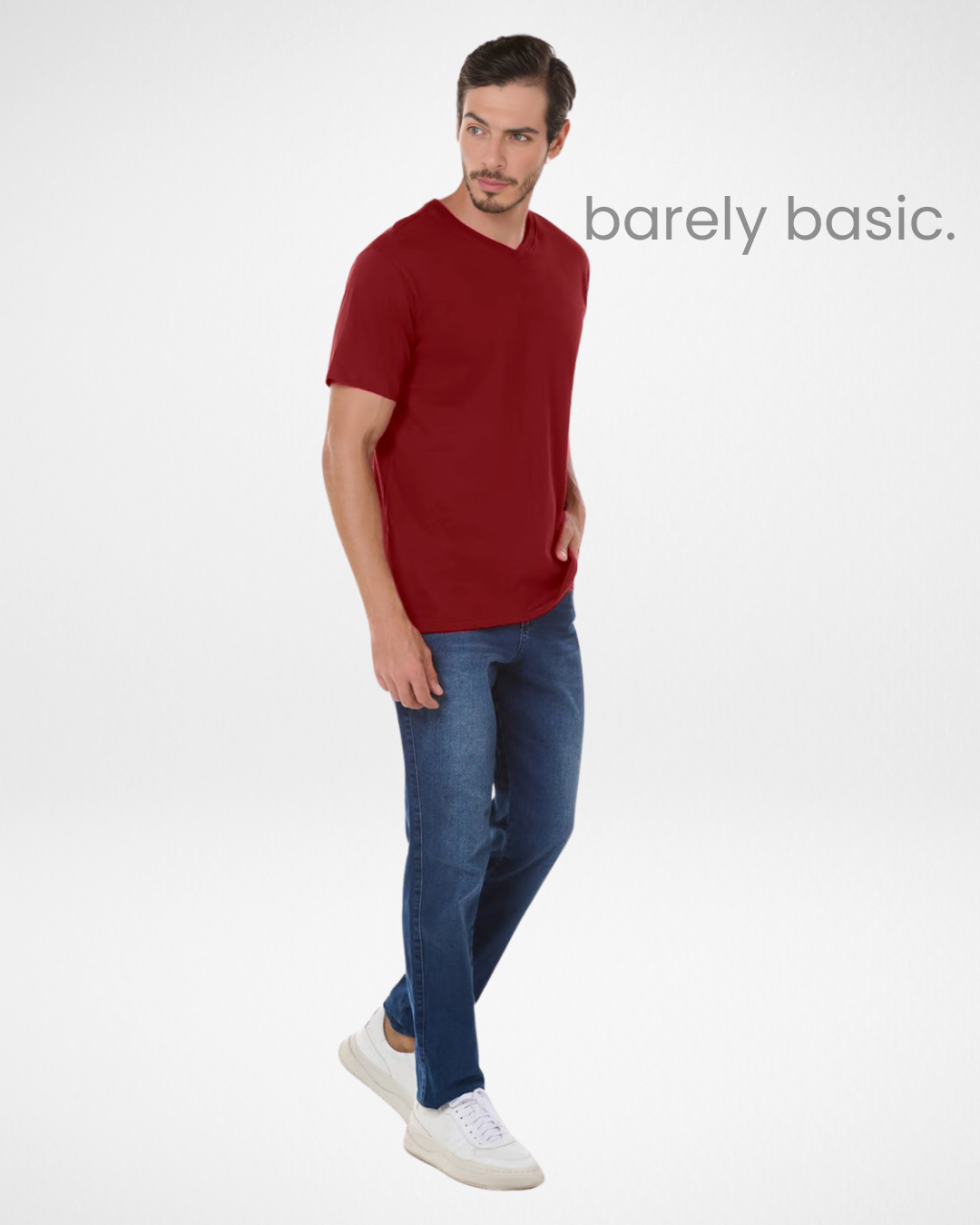 men’s dark red premium cotton v-neck t-shirt front view; back view of men’s burgundy v-neck t-shirt; close-up of deep red cotton fabric texture; model wearing dark red cotton v-neck t-shirt; fitted burgundy v-neck t-shirt for men; breathable cotton shirt in dark red; casual men’s outfit with burgundy t-shirt; detailed stitching on premium dark red cotton shirt; side view of men’s deep red v-neck tee; high-quality burgundy cotton men’s t-shirt close-up
