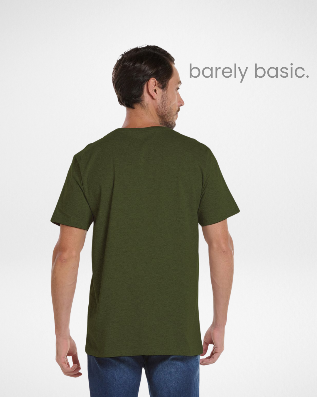 men’s military green premium cotton v-neck t-shirt front view; back view of men’s military green v-neck t-shirt; close-up of military green cotton fabric texture; model wearing military green cotton v-neck t-shirt; fitted military green v-neck t-shirt for men; breathable cotton shirt in military green; casual men’s outfit with military green t-shirt; detailed stitching on premium military green cotton shirt; side view of men’s military green v-neck tee; high-quality military green cotton men’s t-shirt close