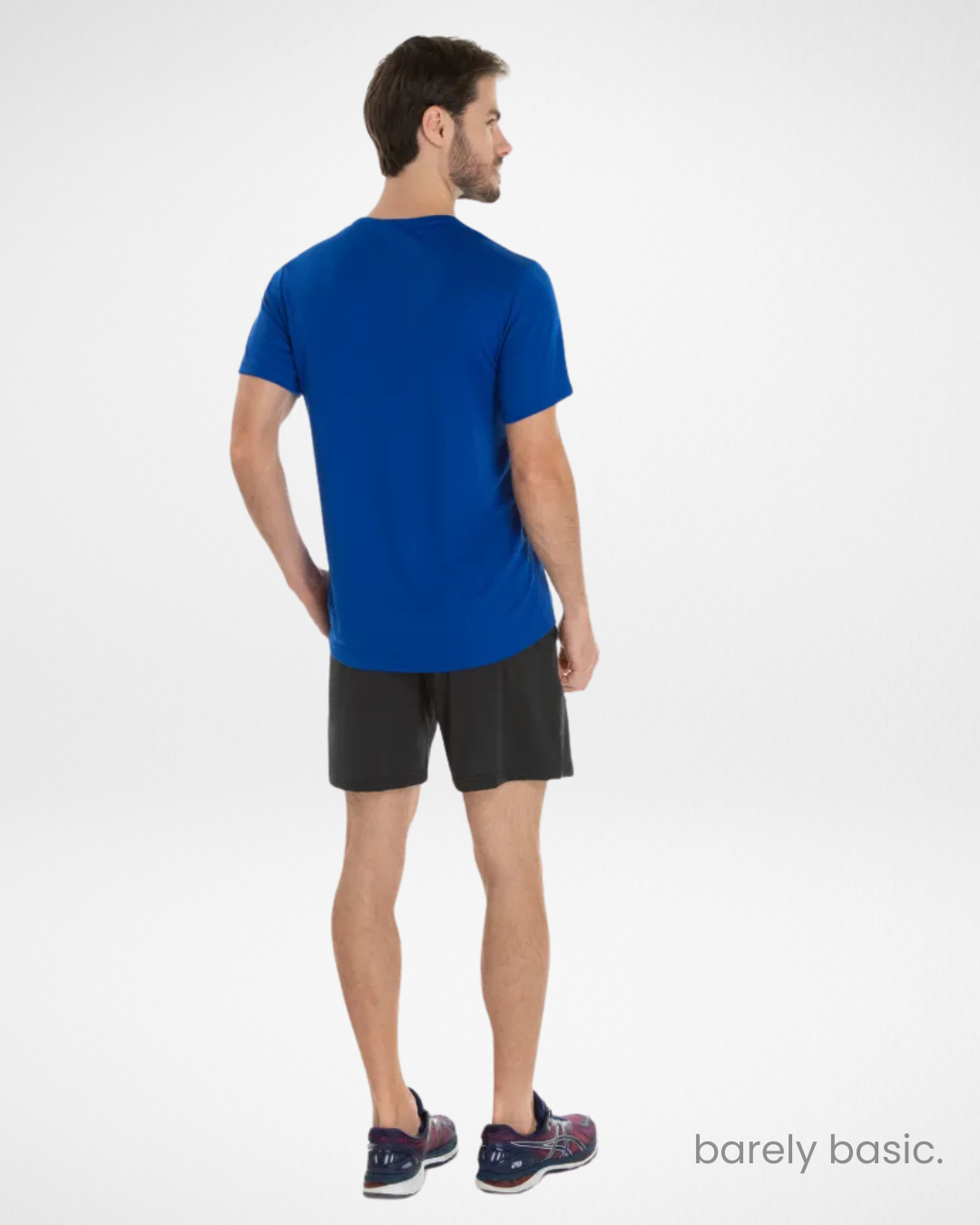 blue dry fit performance t-shirt for men; moisture-wicking and UV-blocking men’s athletic tee in blue; lightweight and breathable blue gym shirt; men’s quick-dry activewear in vibrant blue; stretch-fit blue workout shirt with sun protection