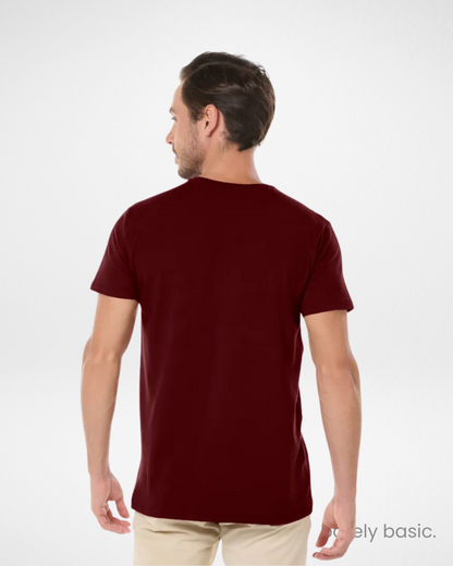 dark red tech t-shirt front view for men; folded dark red performance shirts bundle; stylish dark red men’s athletic tee; model wearing red tech shirt for men; breathable and quick-dry red workout shirt; anti-fade dark red t-shirt with crew neck; comfortable red shirt for modern casual look; tailored athletic fit red shirt for men; soft modal red tee for active lifestyles; durable dark red shirt for daily use
