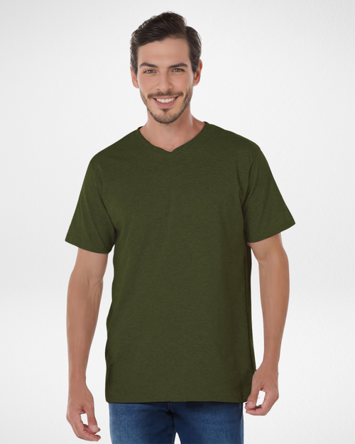 Men’s Premium Cotton V-Neck T-Shirt – Military Green
